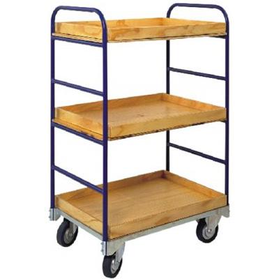 Tall trolley with three wooden trays(T420)