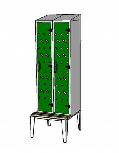 Metal Locker 1 slanted - bench perfo