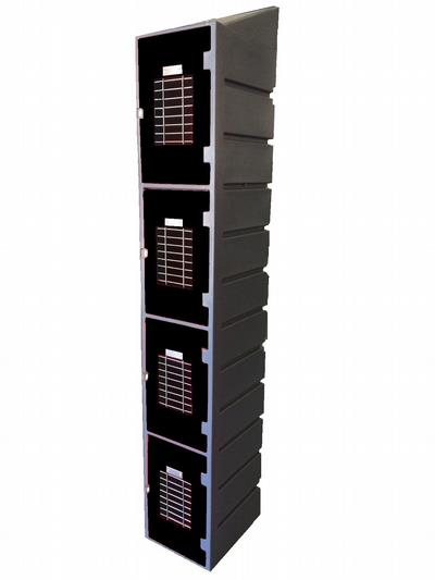 4 Tier locker mesh black slanted