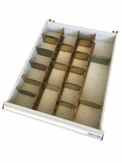 Metal partitioning 4-way 75mm drawer MP-27U-4/75