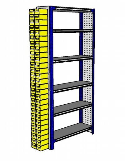 Shelving Silvermark bolted 6 shelves (6SHELF-3-Perfo/bin)