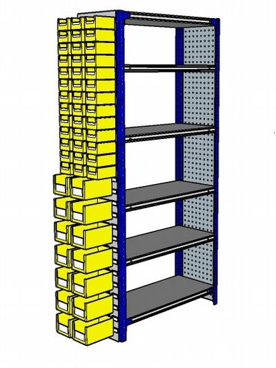 Shelving Silvermark bolted 6 shelves (6SHELF-4-Perfo/bin)