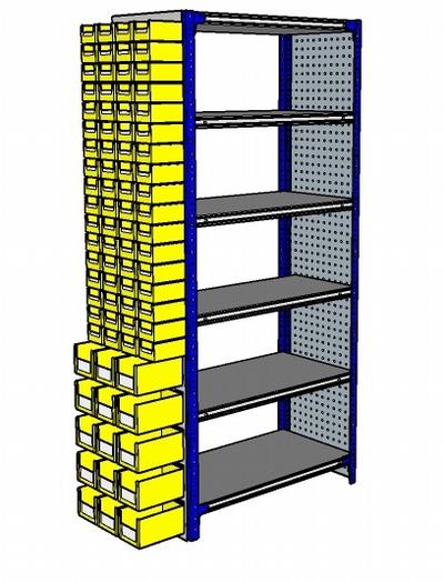 Shelving Silvermark bolted 6 shelves (6SHELF-5-Perfo/bin)