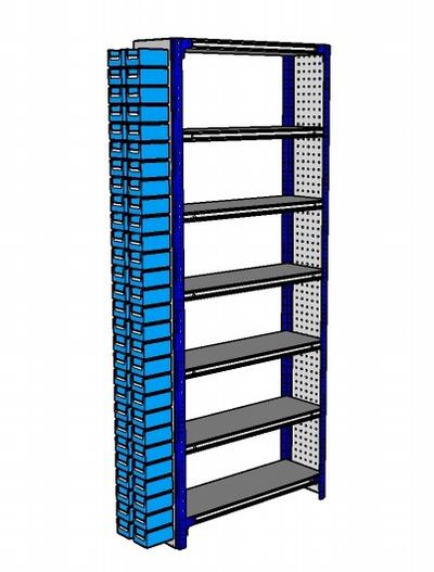 Shelving Silvermark bolted 7 shelves (7SHELF-3-Perfo/bin)