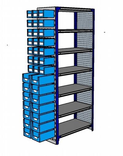 Shelving Silvermark bolted 7 shelves (7SHELF-5 -Perfo/bin)