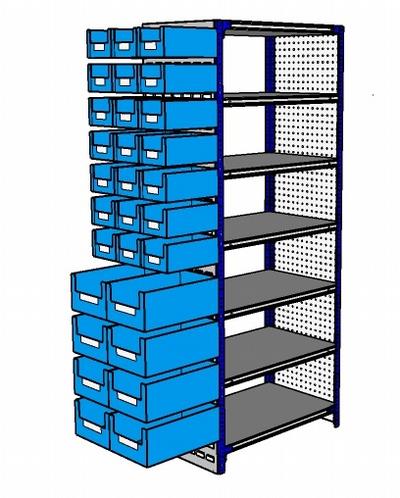 Shelving Silvermark bolted 7 shelves (7SHELF-6 -Perfo/bin)