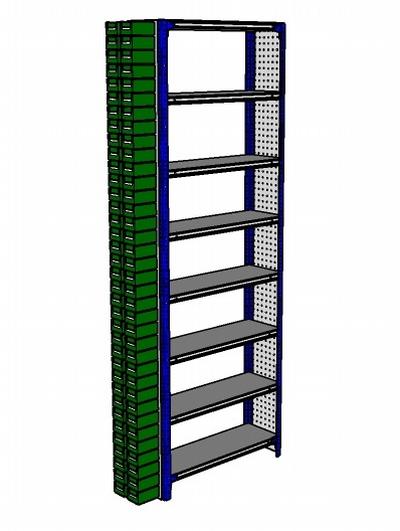 Shelving Silvermark bolted 8 shelves (8SHELF-3 -Perfo/bin)