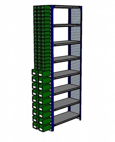 Shelving Silvermark bolted 8 shelves (8SHELF-4-Perfo/bin)