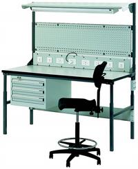 Ergonomic adjustable worktable with perfo plate adjustable shelf and C400 cabinet(EW2.3 Workstation)