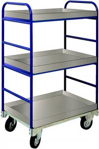 Tall trolley with three steel trays(S410)