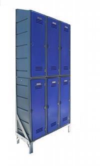 Change room lockers slanted on a 2  tier & 3 wide frame