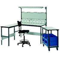 Ergonomic adjustable worktable with perfo plate adjustable shelf, add table .(EW2.4 Workstation)