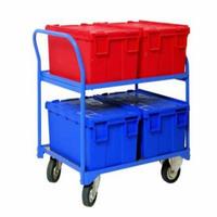 Trolley with two shelves and lockable containers.(T240)