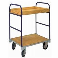 Trolley with bottom wooden shelf &top wooden tray.(T310)