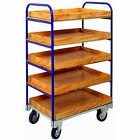 Tall trolley with five wooden trays.(T430)