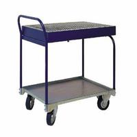 Trolley with cleaning tray and outlet valve. (T590)
