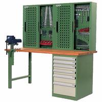 Perfo bench cabinets+ WKS 500-18T, gas lift for vice and record vice (Perfo bench cabinet+Wks 500-18T)